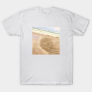 Sea waves foam, foam, tropical, sea, waves, wave, beach, ocean, summer, seascape, nature, water, travel, bronze, art, surf, color, watercolor, tan, T-Shirt